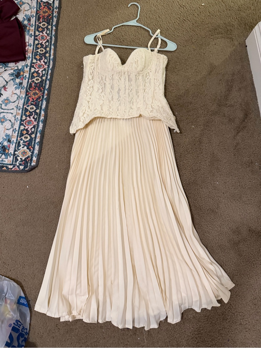 Ivory Lace Bustier with Pleated Maxi Dress (Daniela Maxi)
